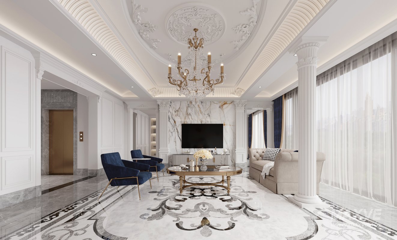 Luxurious classic living room and dining room hallway - Image 1