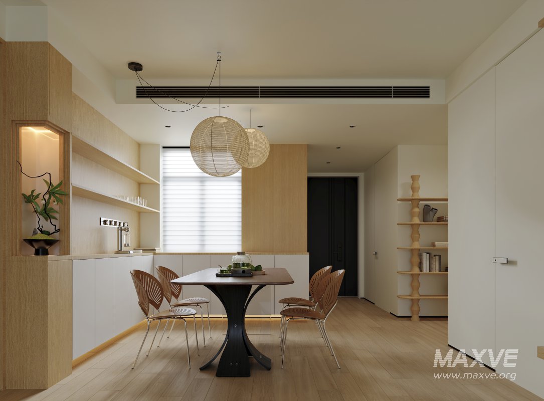 Modern living room and dining room interior scene - Image 1
