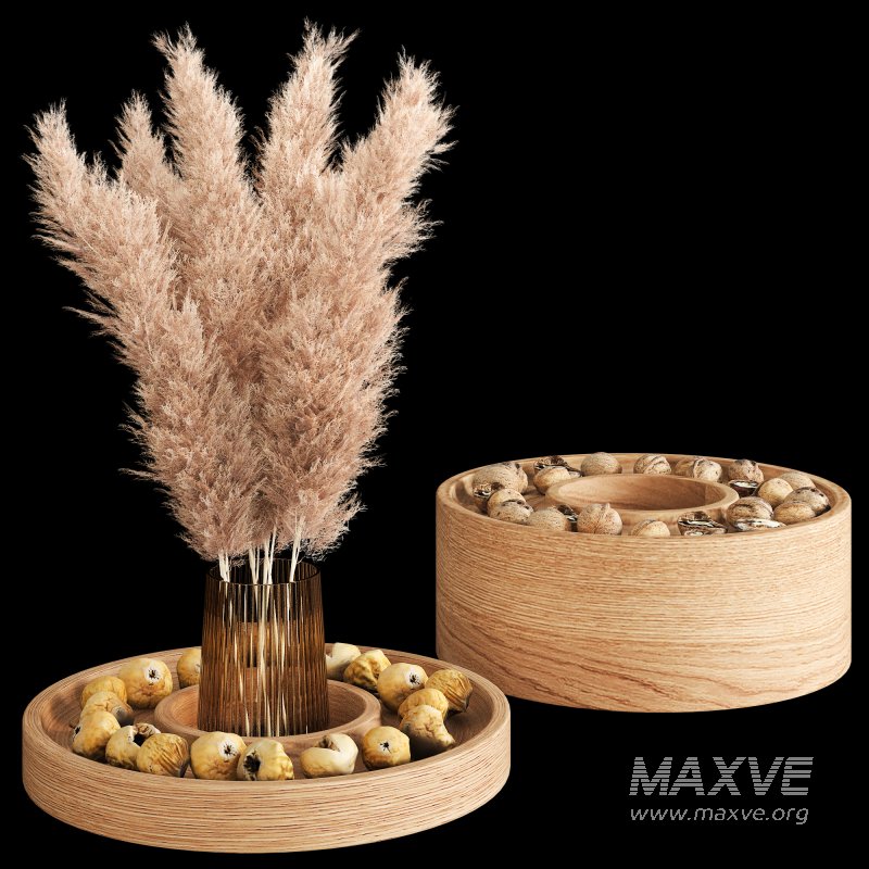 Figs and walnuts serving dish set with pampas - Image 3