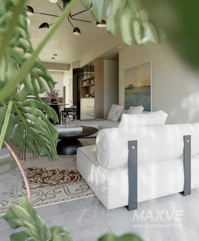 Modern living room and dining room interior scene - Image 5