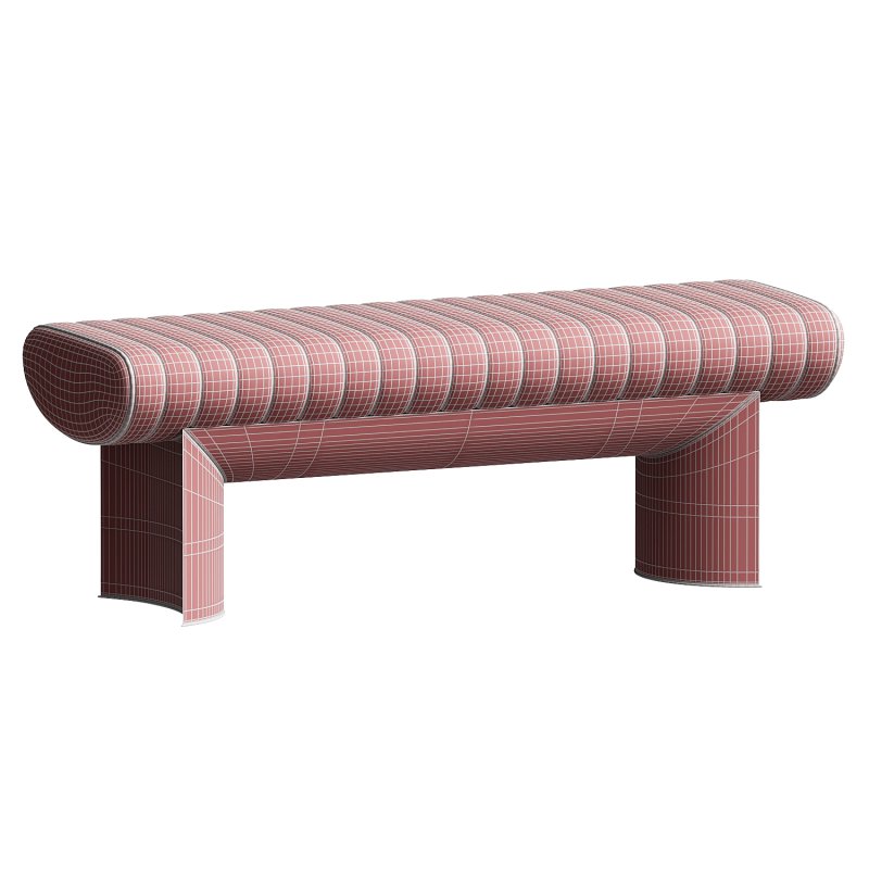 Visionnaire Kloster Beige Leather And Glossy Steel Bench - Image 3