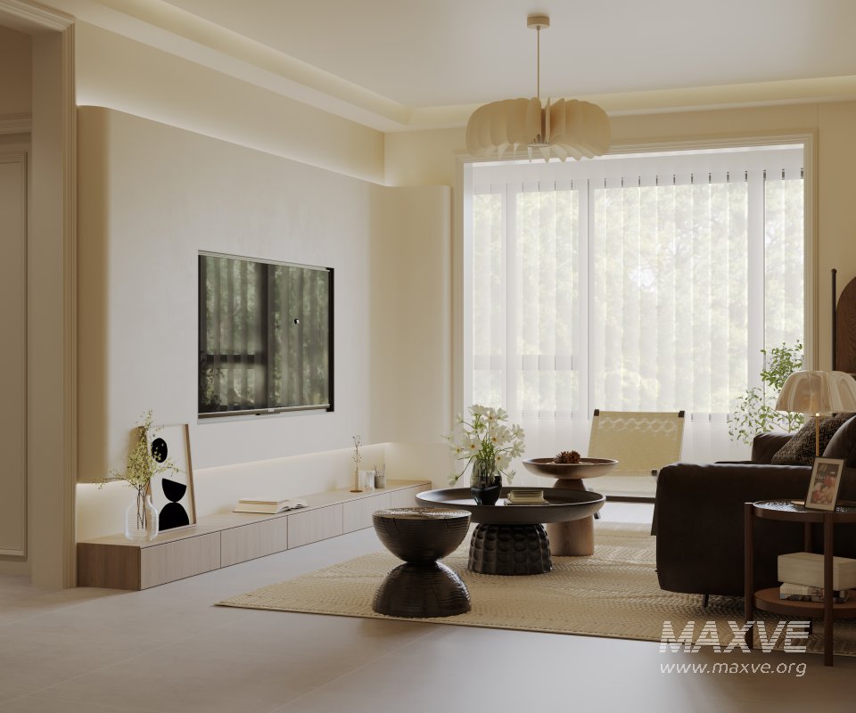 Modern living room and dining room interior scene - Image 2
