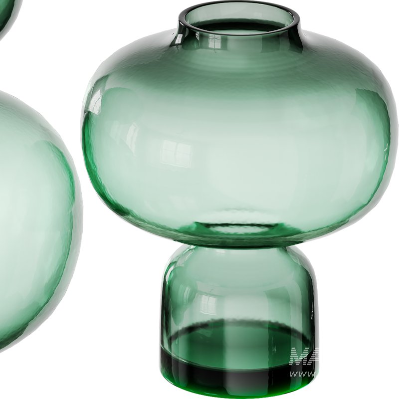 Modern Handblown Glass Green Orb Vases by Clear Home Design - Image 3