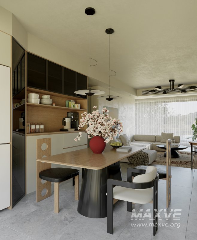 Modern living room and dining room interior scene - Image 3