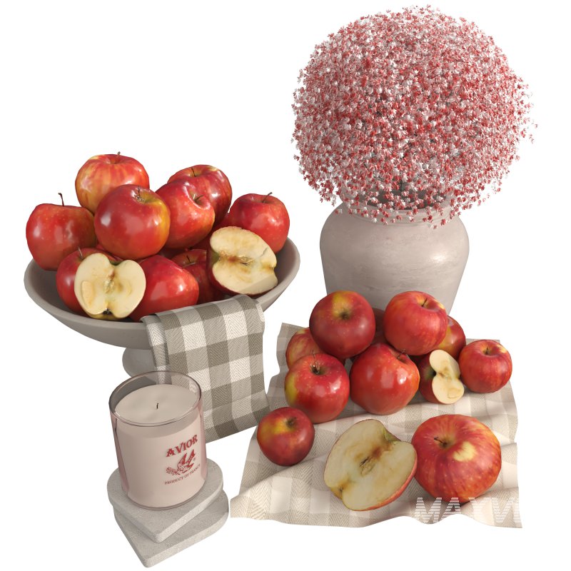 Decorative Set with Apples and Flowers - Image 2