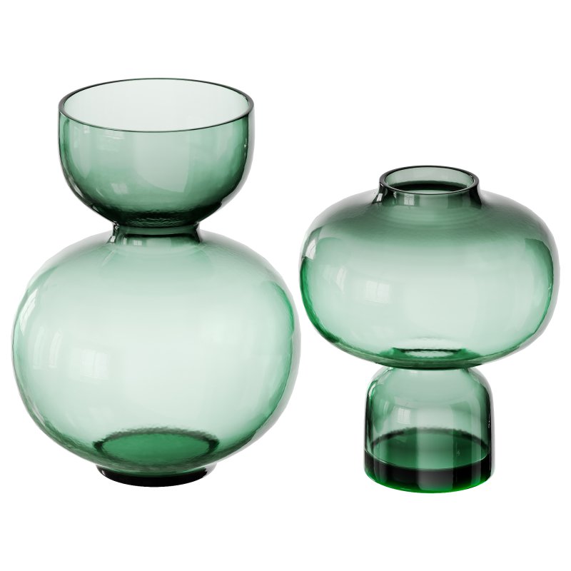 Modern Handblown Glass Green Orb Vases by Clear Home Design - Image 1