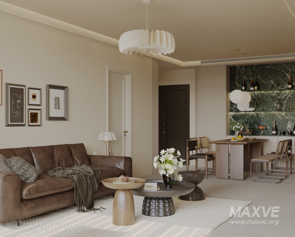 Modern living room and dining room interior scene - Image 4