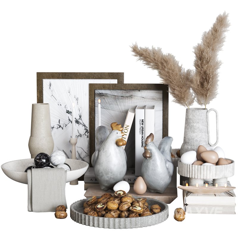 Decorative Set with Walnuts and Pampas - Image 2