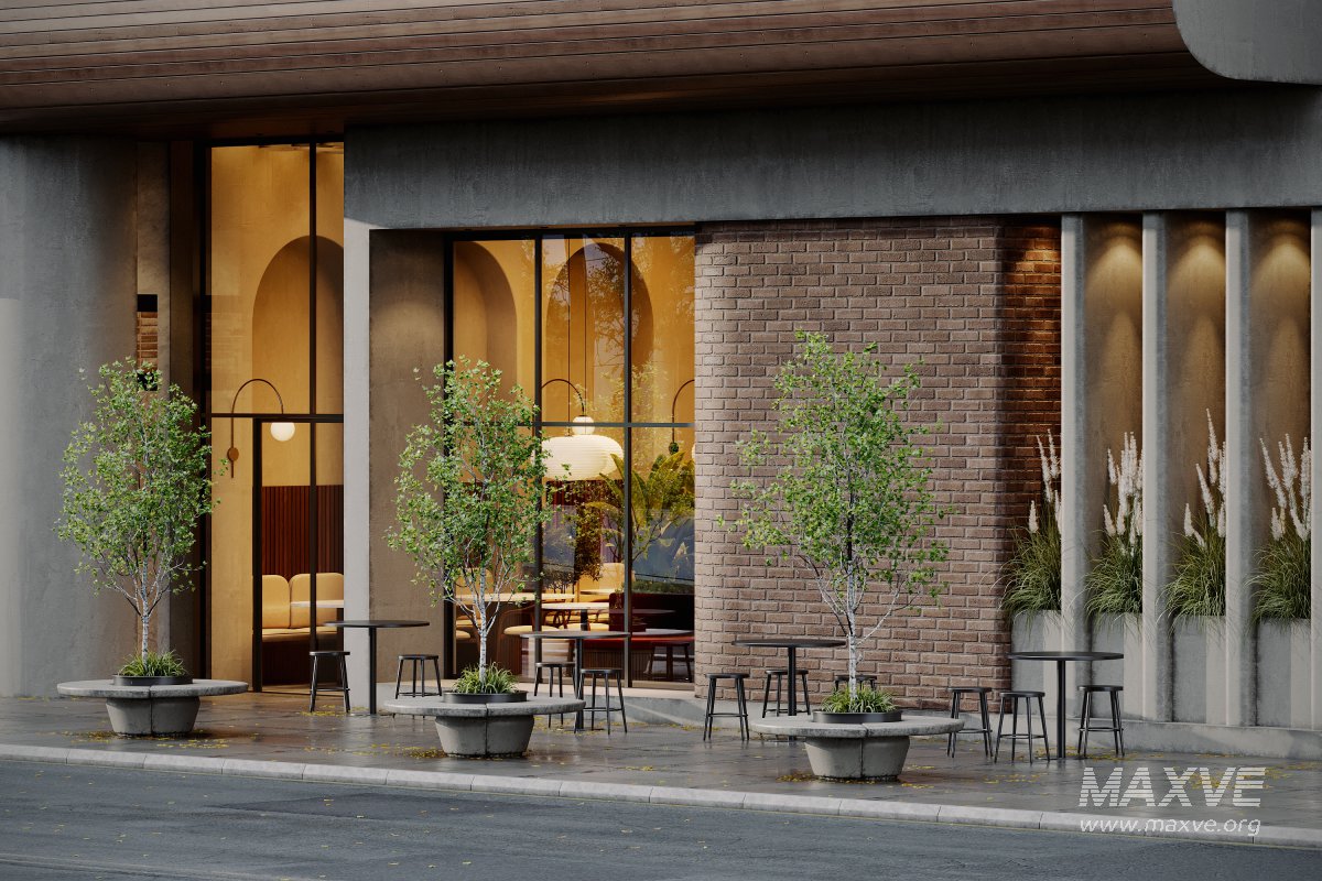 Coffee Shop 3D Model – Interior & Exterior | 3ds Max + Corona Renderer - Image 3