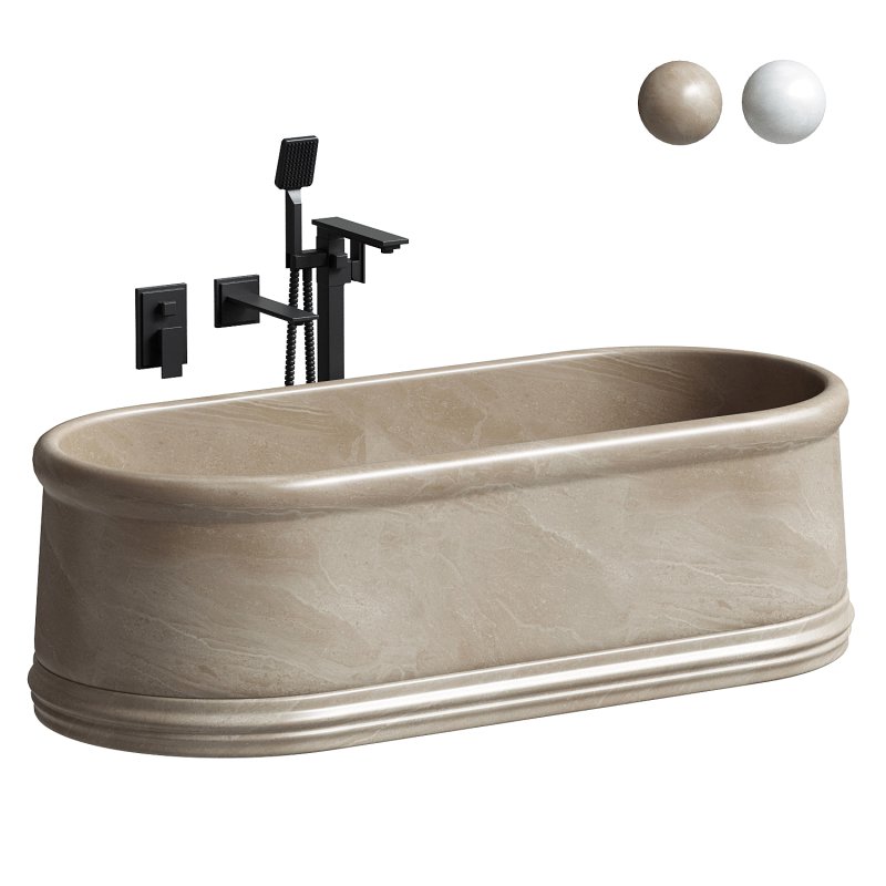 Grandeur Pietra Grey Marble Freestanding Bath 1780mm - Image 2