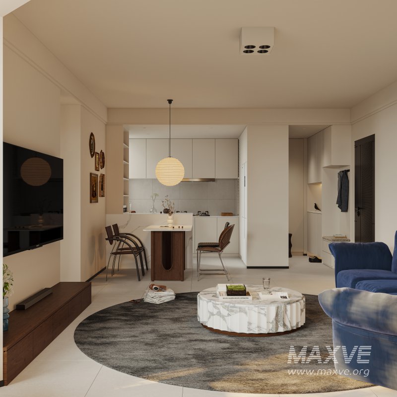 Modern living room and dining room interior scene - Image 2