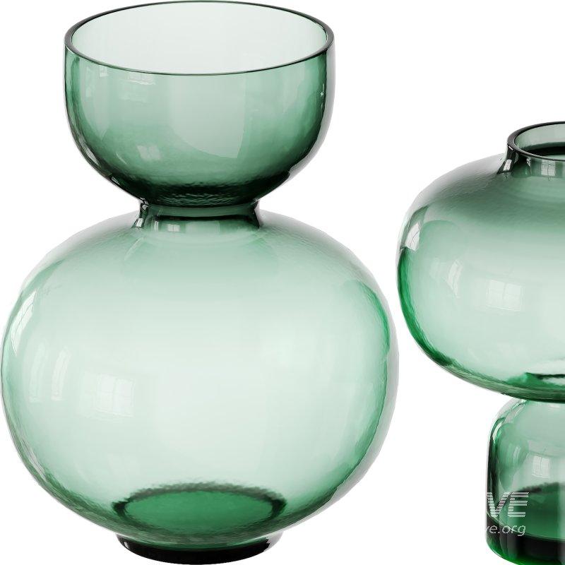 Modern Handblown Glass Green Orb Vases by Clear Home Design - Image 2