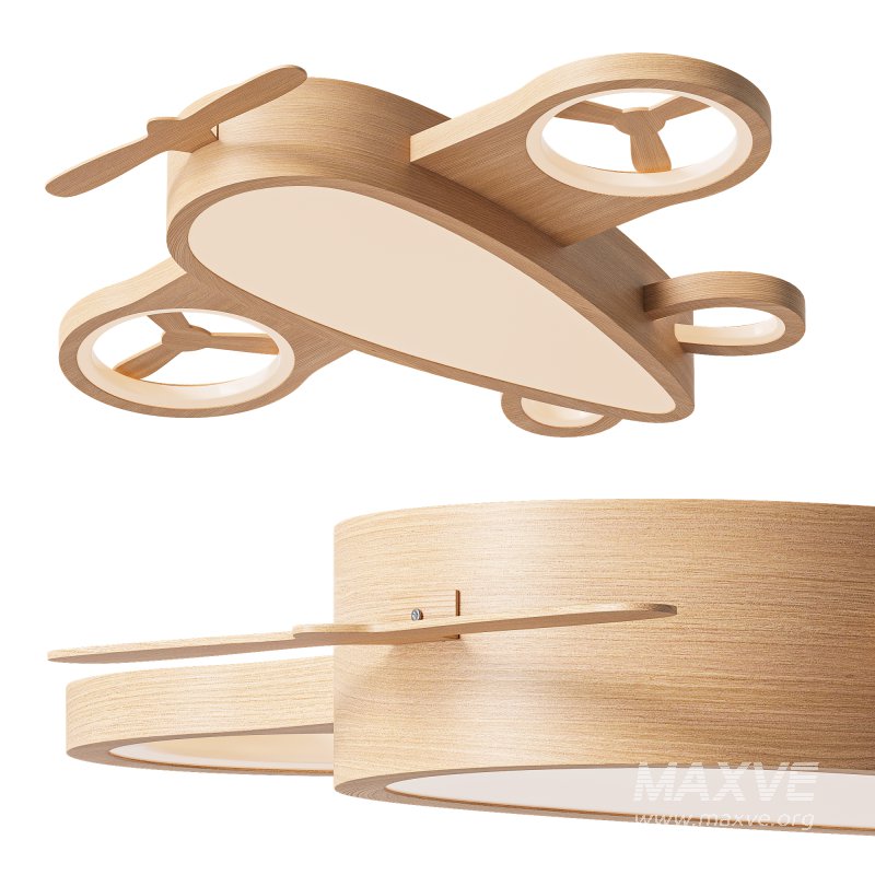 Cartoon Wood Aircraft LED Kids Ceiling Light - Image 2