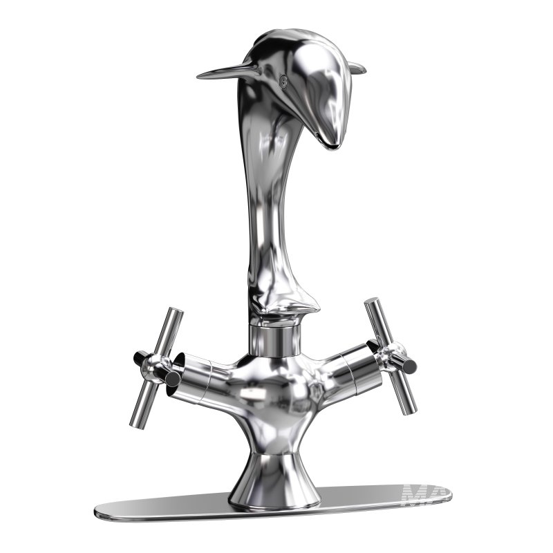 Chrome Dolphin Faucet Single Hole Widespread Plate - Image 3