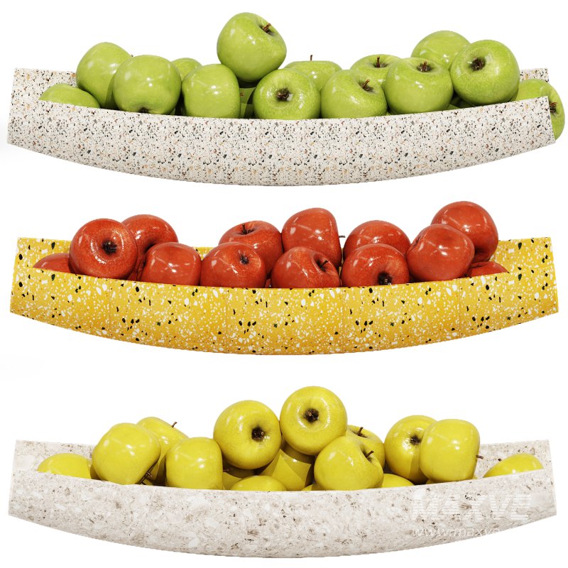 Terrazzo Bowl with Yellow Green and Red Apples - Image 2