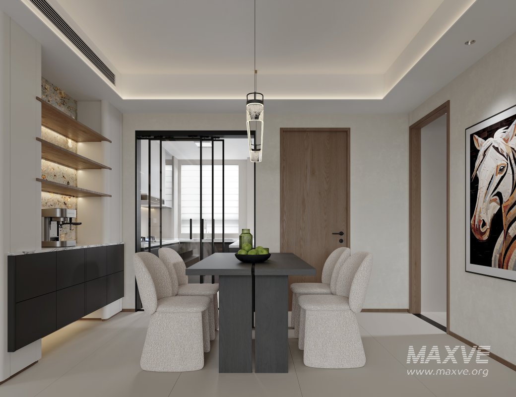 Modern living room and dining room interior scene - Image 2