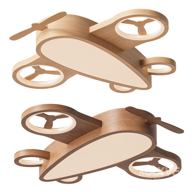 Cartoon Wood Aircraft LED Kids Ceiling Light - Image 1