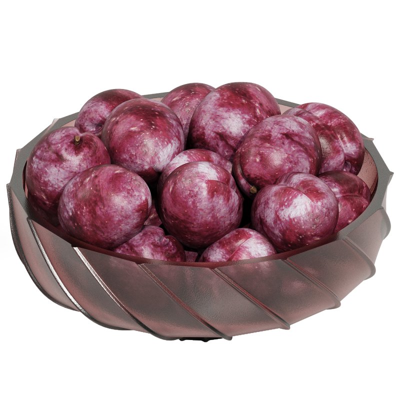 Low Glass Bowl Centerpiece with Plums - Image 3