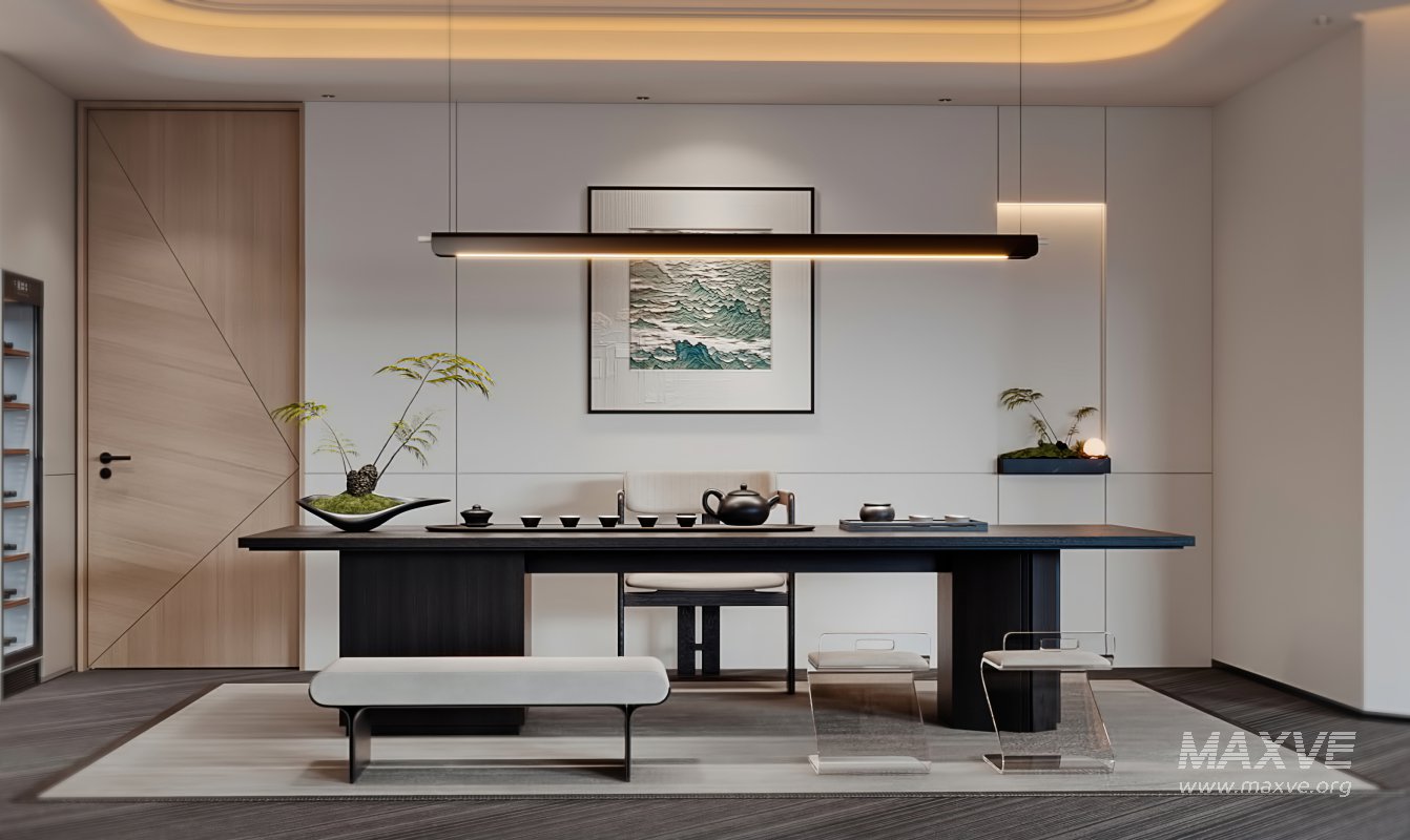 Modern living room and dining room tea room interior scene - Image 8