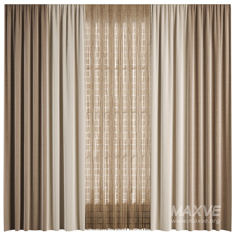 Silk and Wooden String Curtain 056 - Image 1