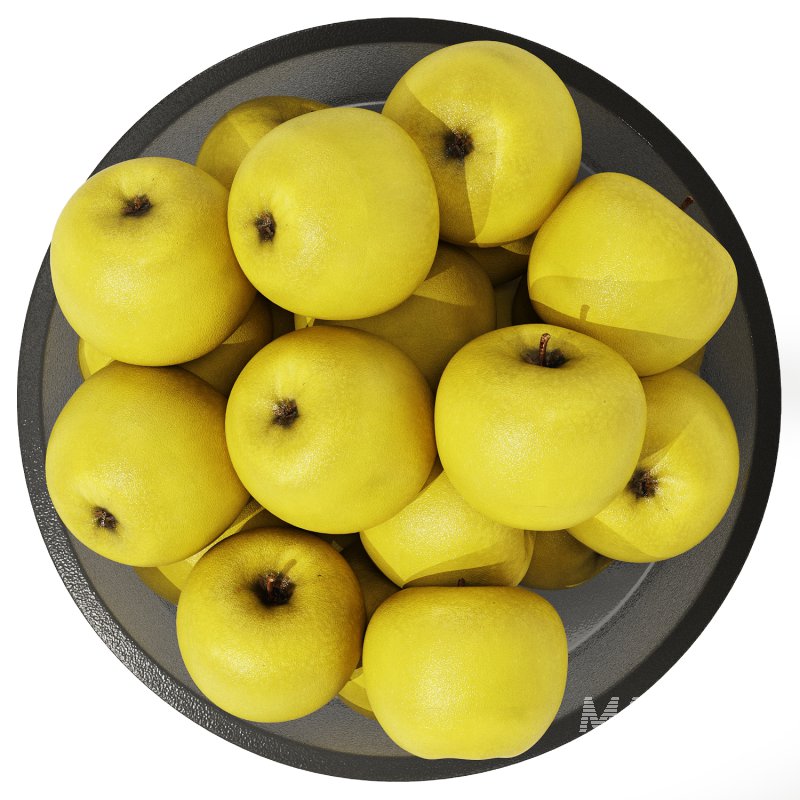Low Glass Bowl Centerpiece with Yellow Apples - Image 3