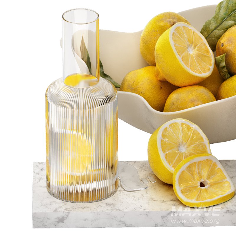 decoration set with ripple water carafe with bowl of lemons - Image 5