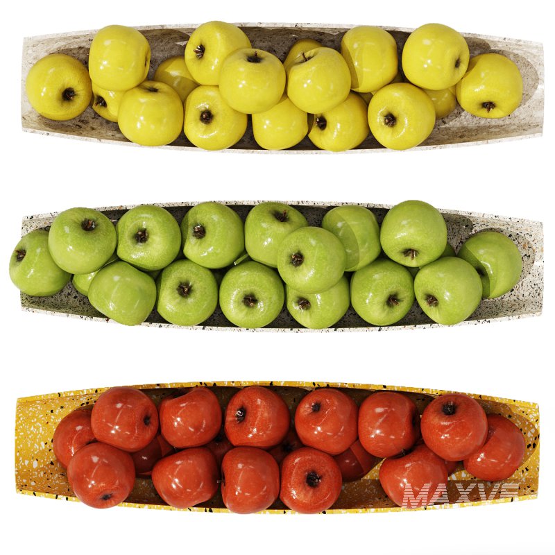 Terrazzo Bowl with Yellow Green and Red Apples - Image 3