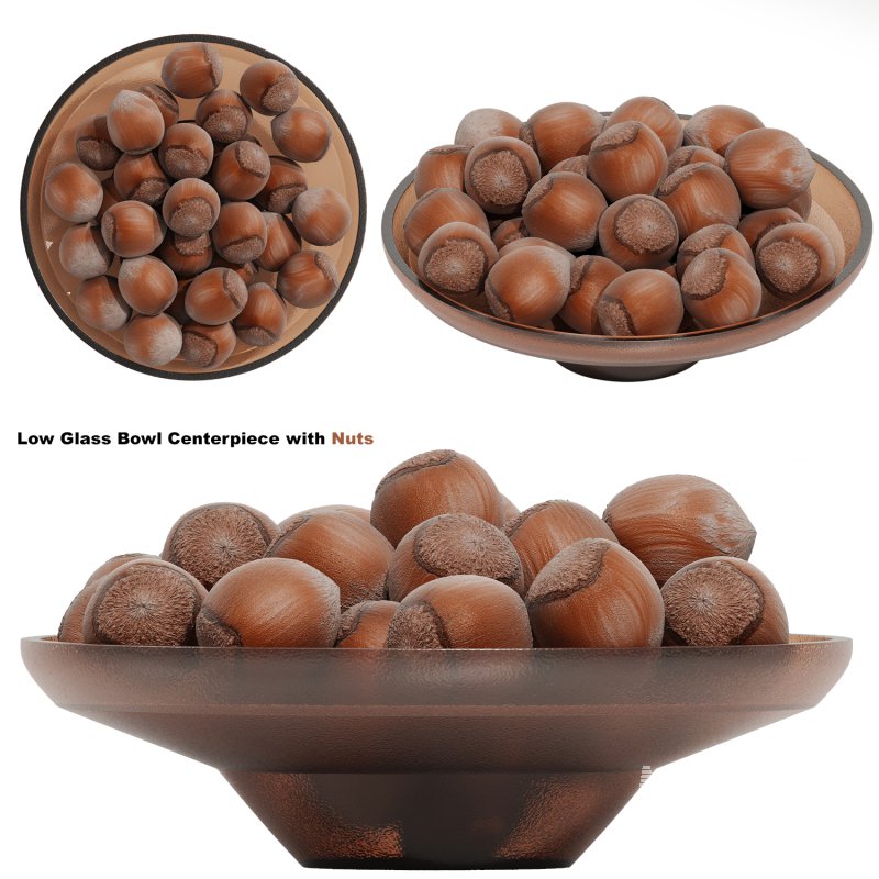 Low Glass Bowl Centerpiece with Nuts - Image 1