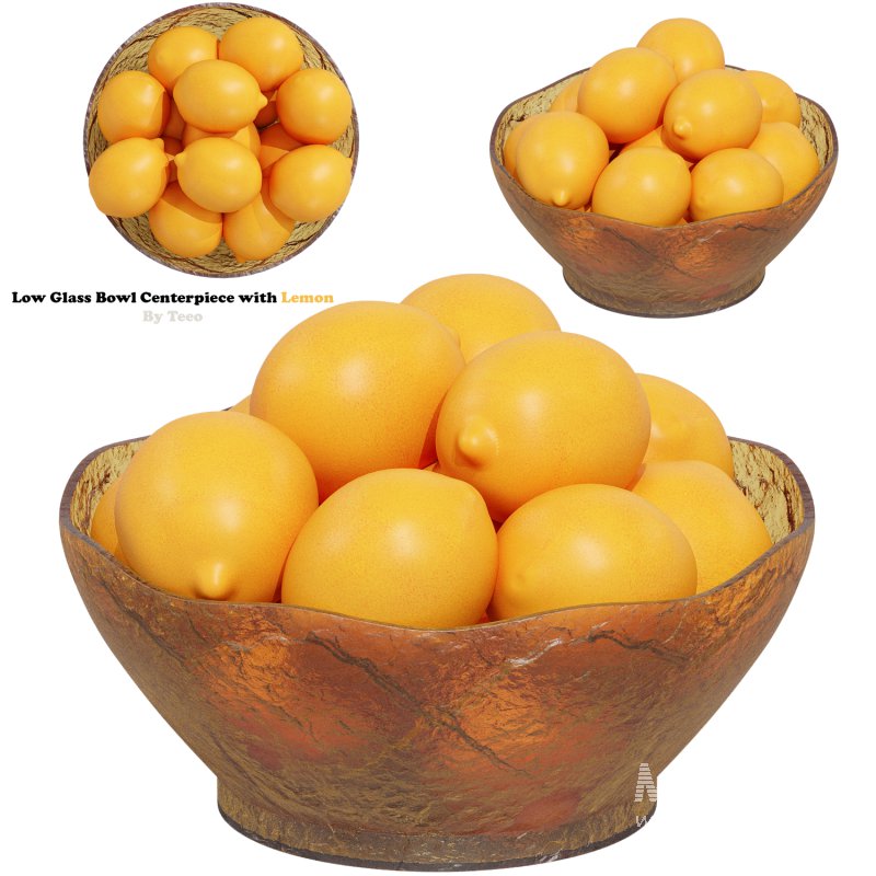 Low Glass Bowl Centerpiece with Lemon - Image 1