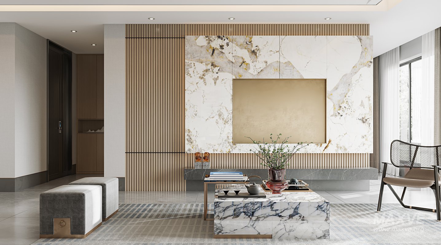 Modern living room and dining room interior scene - Image 8