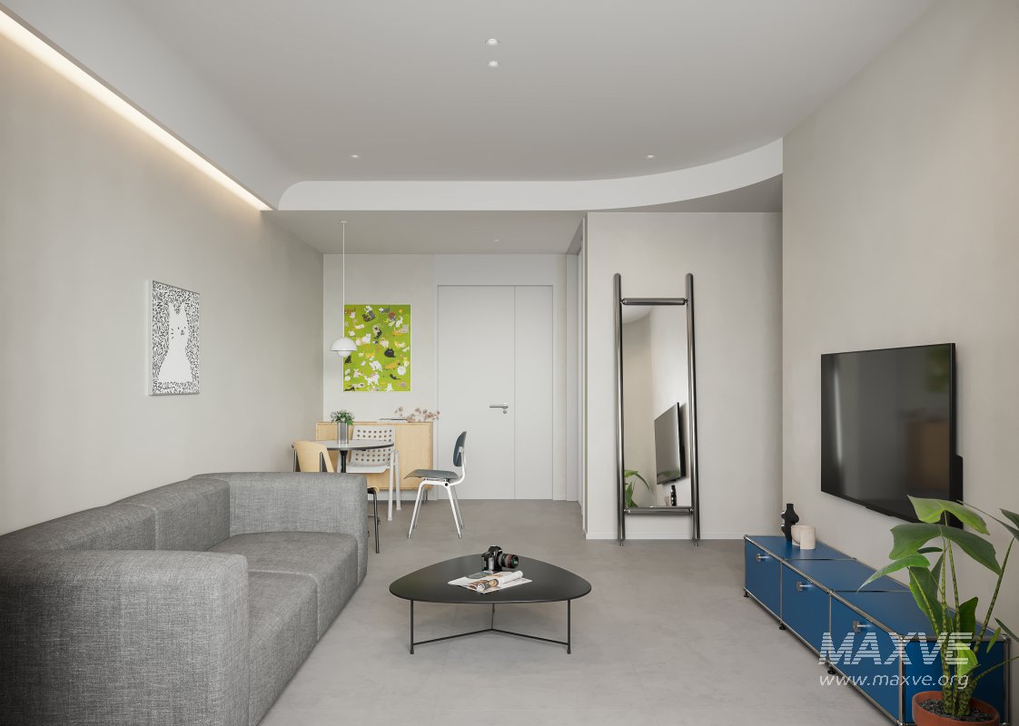 Modern living room and dining room interior scene - Image 1