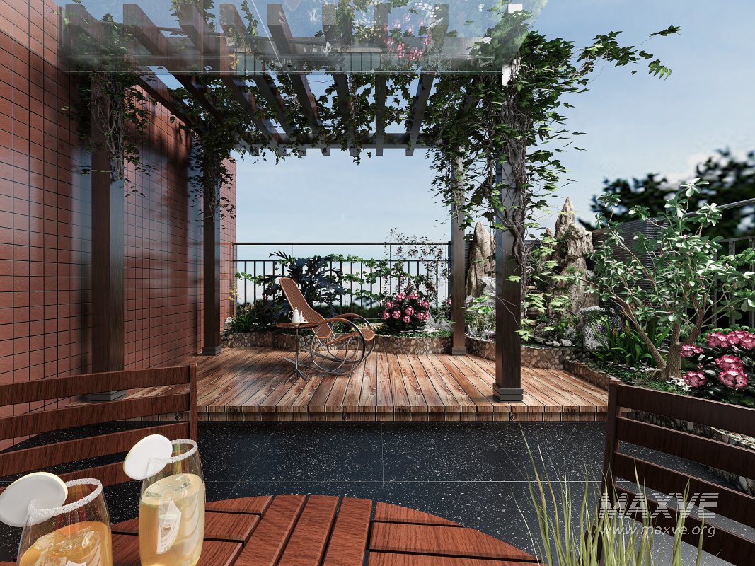 Modern garden courtyard - Image 1