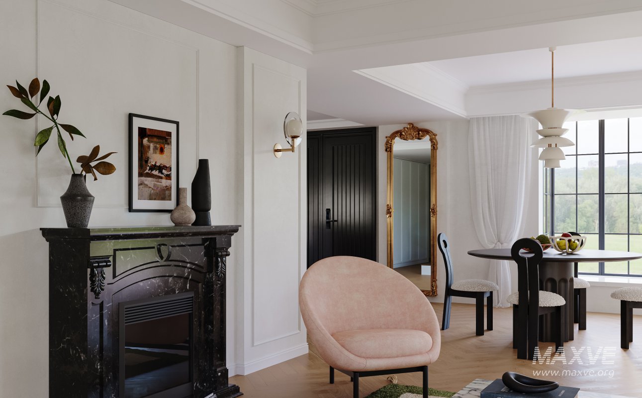 Modern living room and dining room interior scene - Image 2