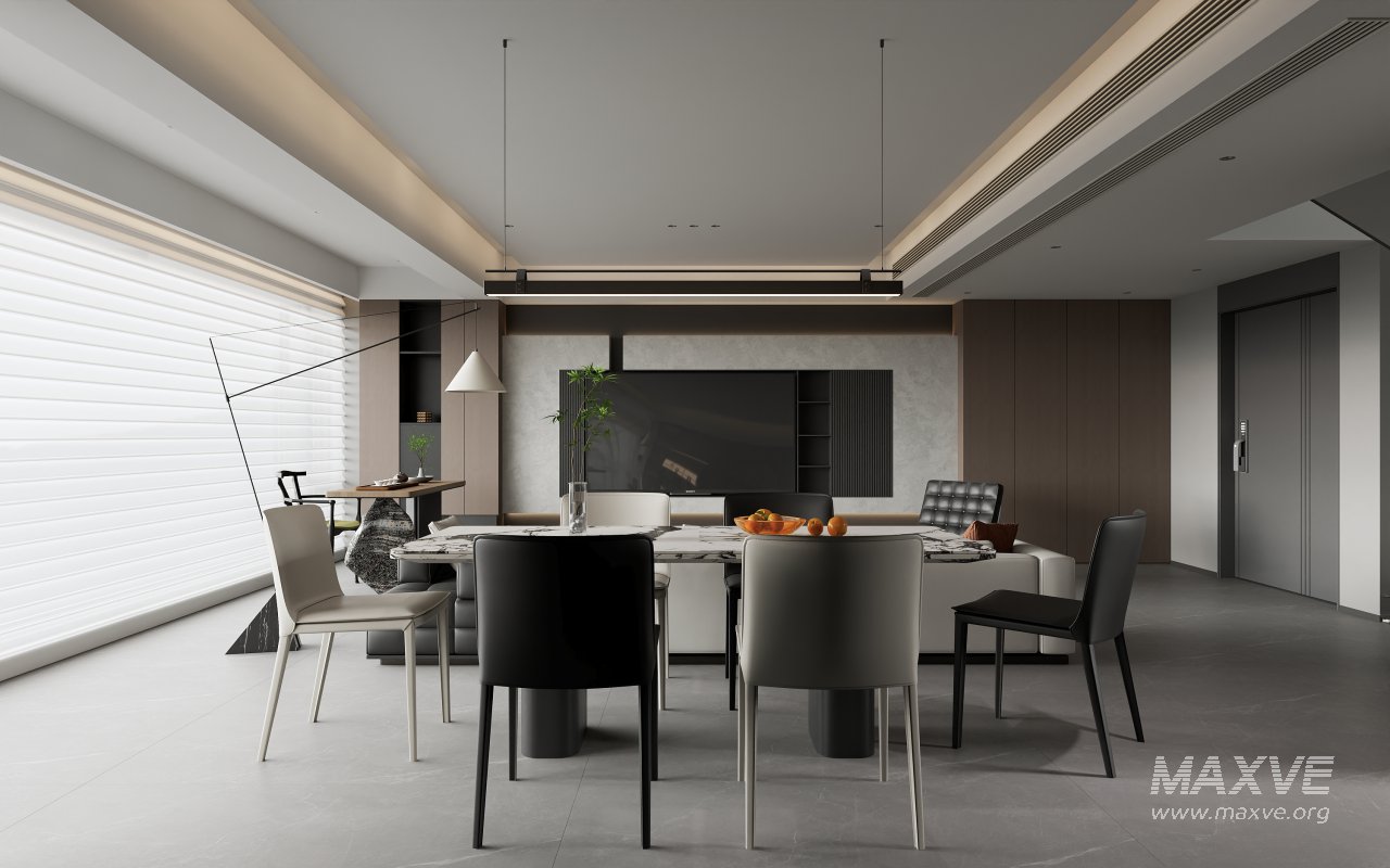 Modern living room and dining room interior scene - Image 3