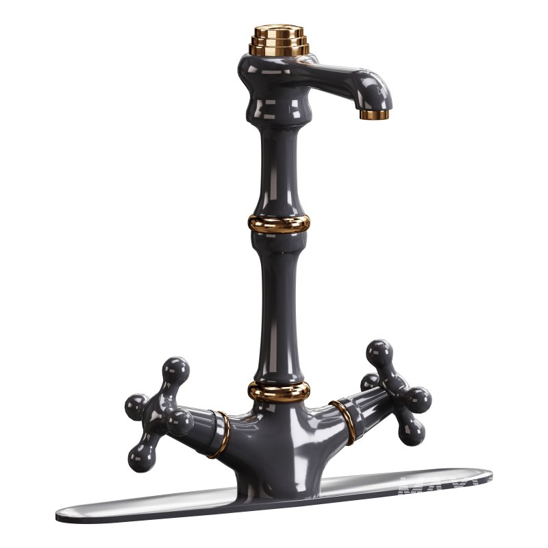 Kitchen Faucet Vintage White Cross 2 Handles Single Hole - Image 2