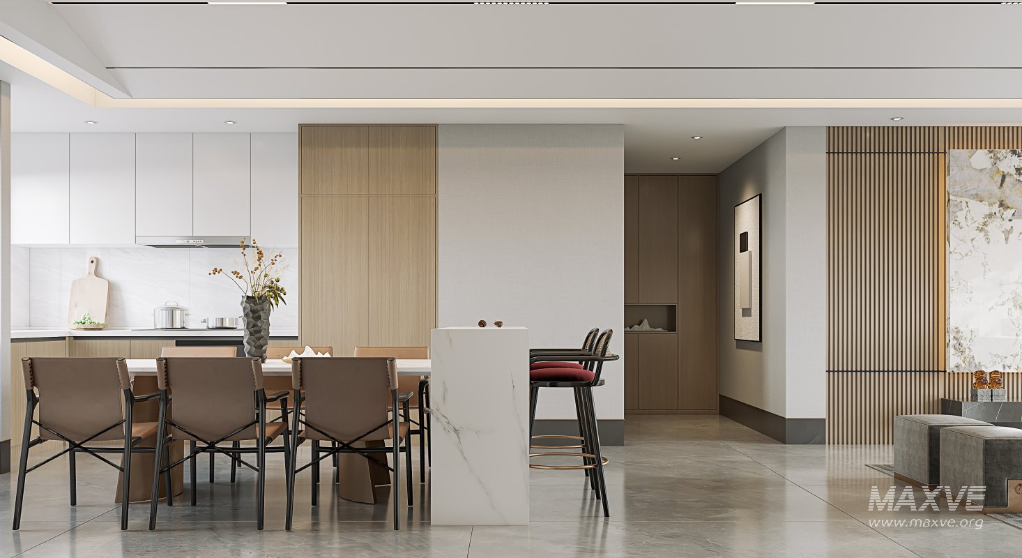 Modern living room and dining room interior scene - Image 1