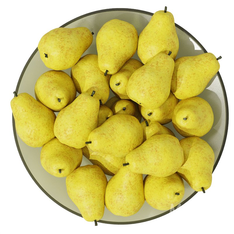 Low Glass Bowl Centerpiece with Pears - Image 3