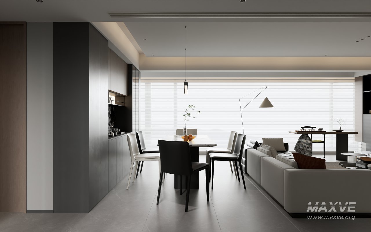Modern living room and dining room interior scene - Image 4