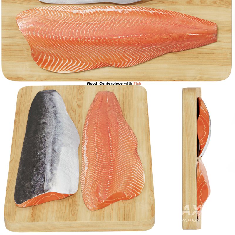 Wood Centerpiece with Fish - Image 1