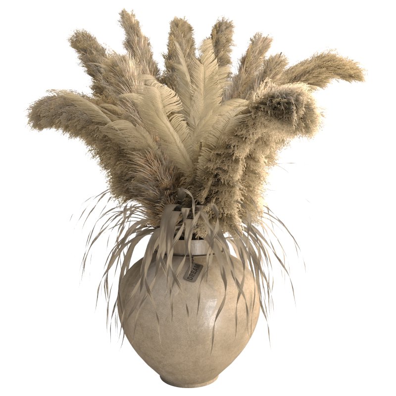 Minimal Pampas Bouquet in Pottery Vase 09 - Image 1