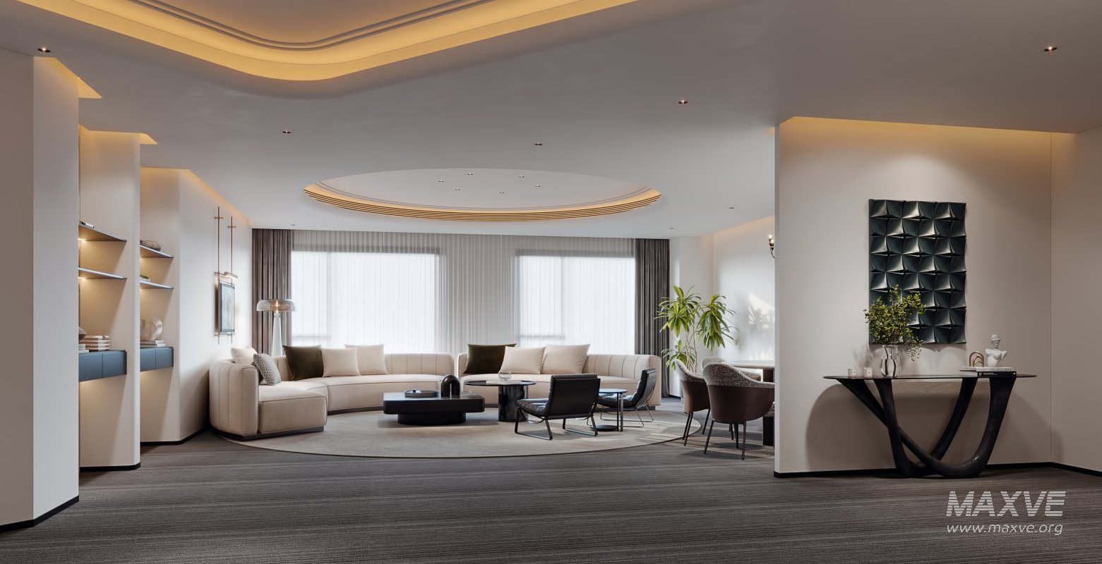 Modern living room and dining room tea room interior scene - Image 3