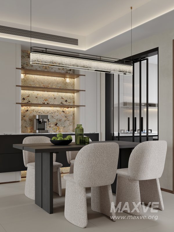 Modern living room and dining room interior scene - Image 4