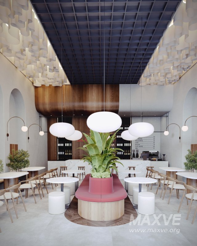 Coffee Shop 3D Model – Interior & Exterior | 3ds Max + Corona Renderer - Image 6
