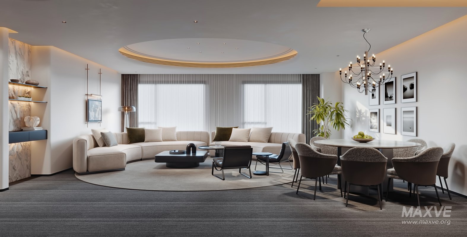 Modern living room and dining room tea room interior scene - Image 1