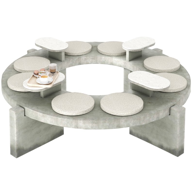 Round concrete bench for street cafe - Image 1