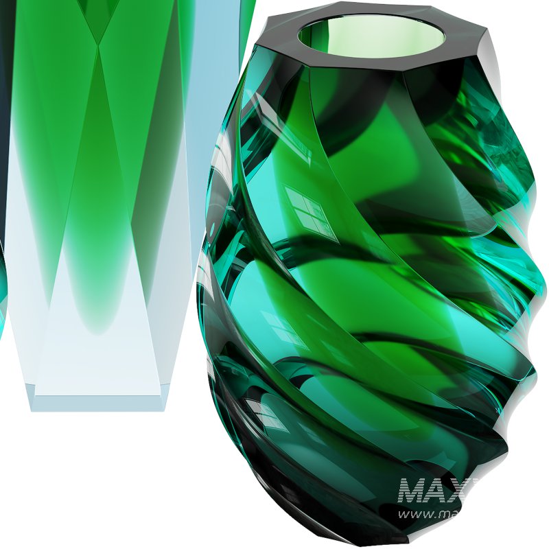 Gema Twist Underlaid Vases Beryl Reseda Set by MOSER - Image 4