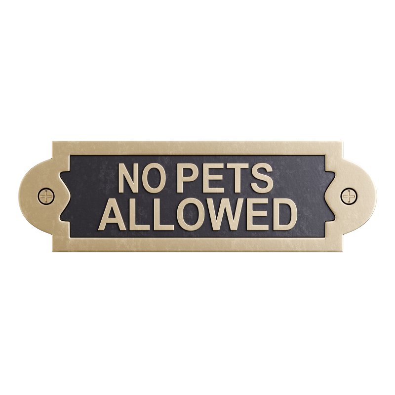 Solid Brass Sign No Pets Allowed - Image 2