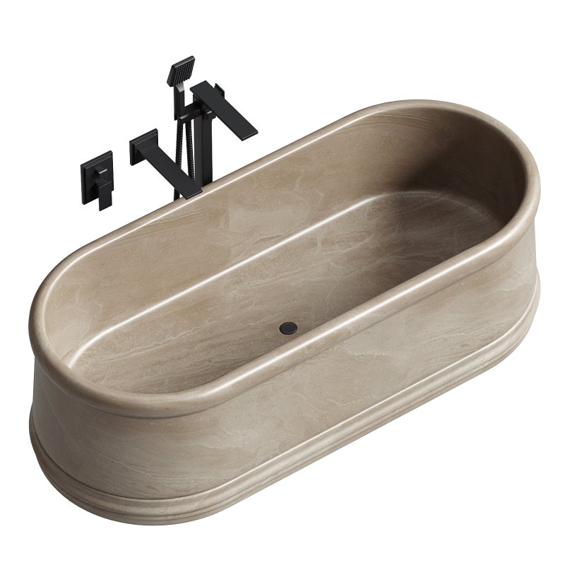 Grandeur Pietra Grey Marble Freestanding Bath 1780mm - Image 6