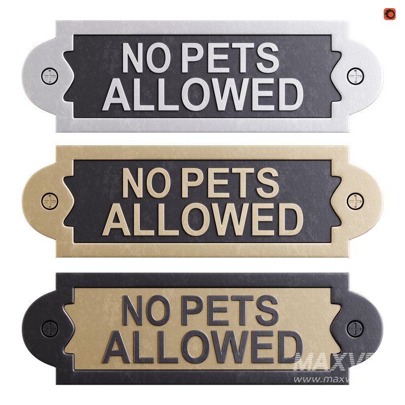 Solid Brass Sign No Pets Allowed - Image 1
