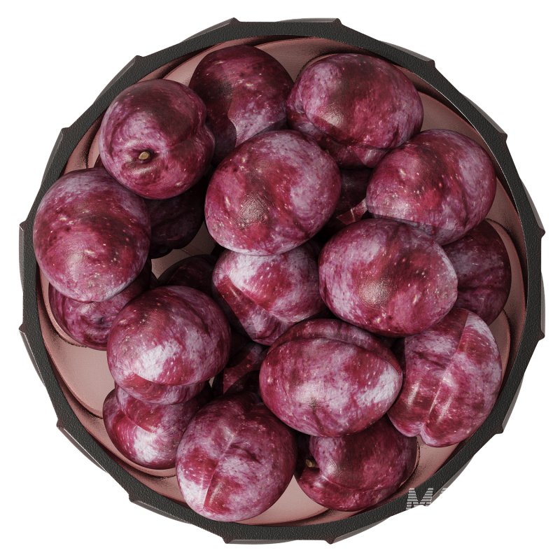 Low Glass Bowl Centerpiece with Plums - Image 2